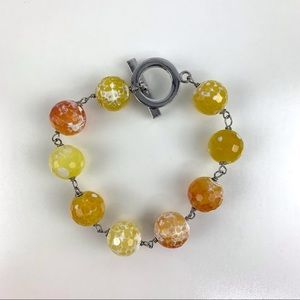 Bracelet with Large Round Faceted Glass Beads